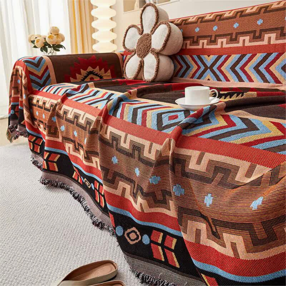 Boho Geometric Sofa Cover Closeup