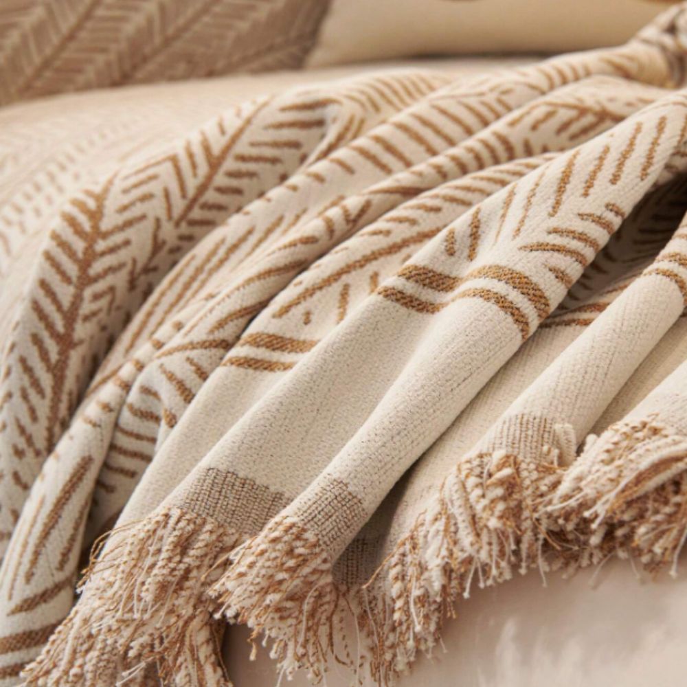 Leaf Pattern Sofa Cover Closeup